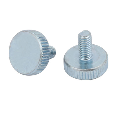 Harfington M5x10mm Thread Zinc Plated Knurled Round Head Thumb Screws Silver Blue 8pcs