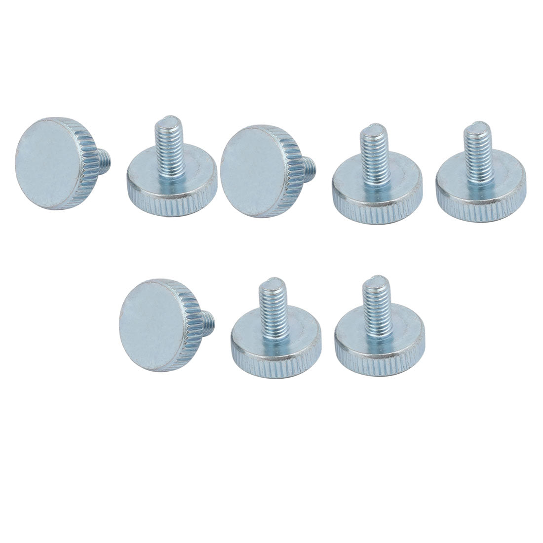 Harfington M5x10mm Thread Zinc Plated Knurled Round Head Thumb Screws Silver Blue 8pcs