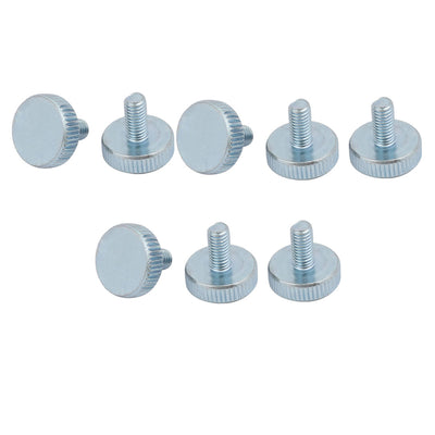 Harfington M5x10mm Thread Zinc Plated Knurled Round Head Thumb Screws Silver Blue 8pcs