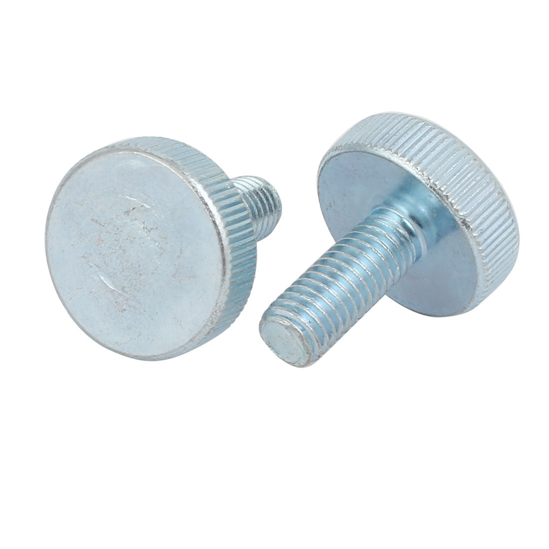 Harfington M8x20mm Thread Zinc Plated Knurled Round Head Thumb Screws Silver Blue 6pcs