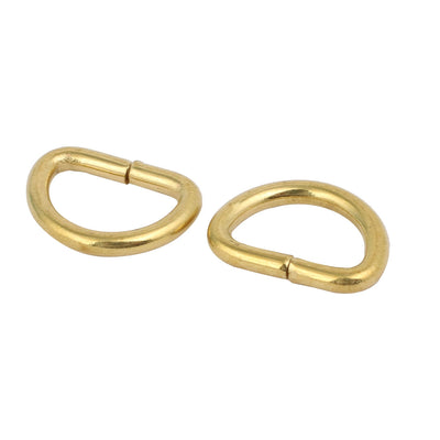 Harfington 15mm Inner Width Brass Open End Type D Shaped Welded Ring Gold Tone 5pcs