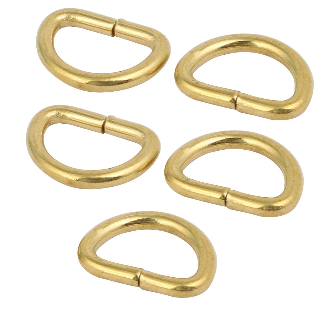 Harfington 15mm Inner Width Brass Open End Type D Shaped Welded Ring Gold Tone 5pcs