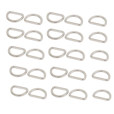 Harfington 15mm Inner Width Zinc Alloy Flat Typed D Welded Ring Silver Tone 25pcs