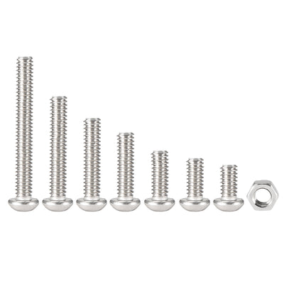 Harfington 280pcs M2 304 Stainless Steel Hex Socket Button Head Cap Bolts Screws Nuts Kit