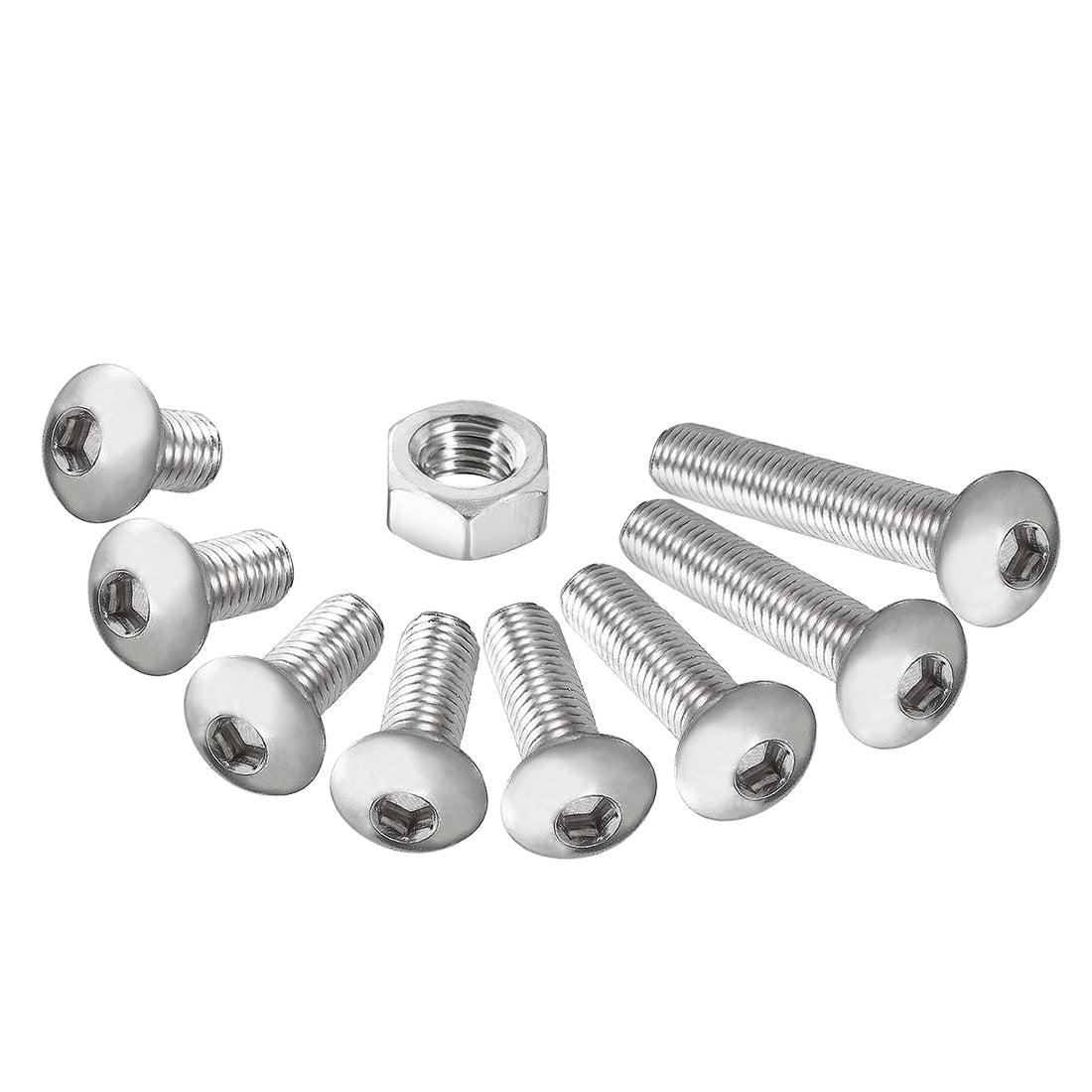 Harfington 150pcs M5 304 Stainless Steel Hex Socket Button Head Cap Bolts Screws Nuts Kit