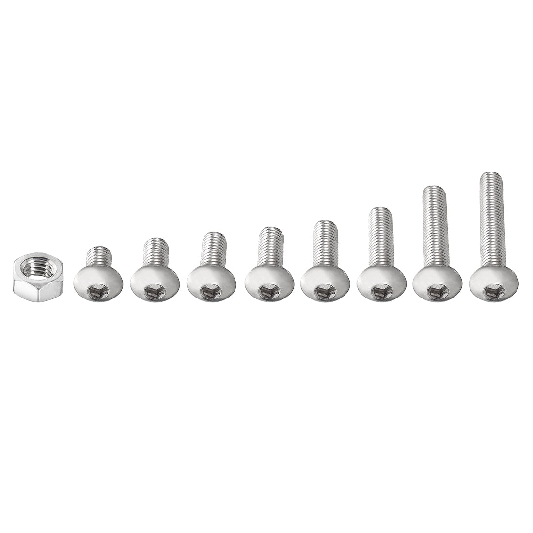 Harfington 150pcs M5 304 Stainless Steel Hex Socket Button Head Cap Bolts Screws Nuts Kit