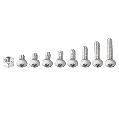 Harfington 150pcs M5 304 Stainless Steel Hex Socket Button Head Cap Bolts Screws Nuts Kit