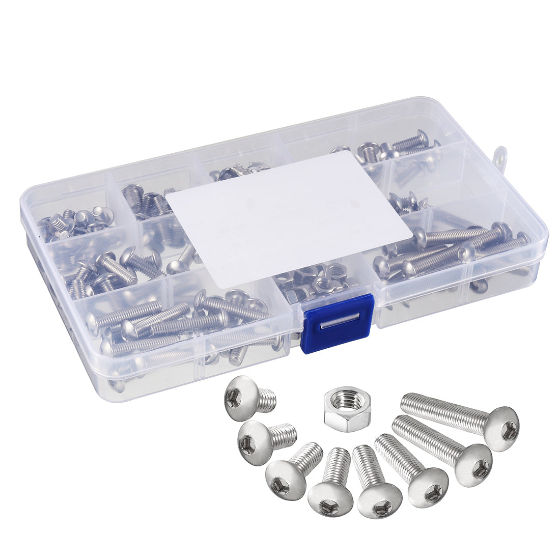 Harfington 150pcs M5 304 Stainless Steel Hex Socket Button Head Cap Bolts Screws Nuts Kit