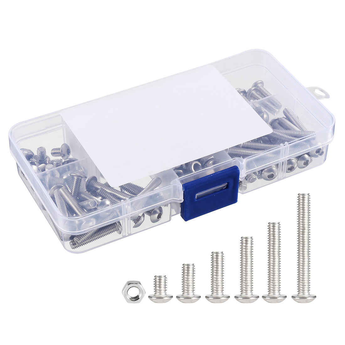 Harfington 170pcs 304 Stainless Steel M4 Hex Socket Button Head Screw Nut Assortment Kit