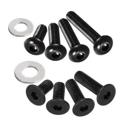 Harfington 180pcs Alloy Steel M3 Hex Socket Button Head Flat Heat Screw M3 M4 Washer Assortment