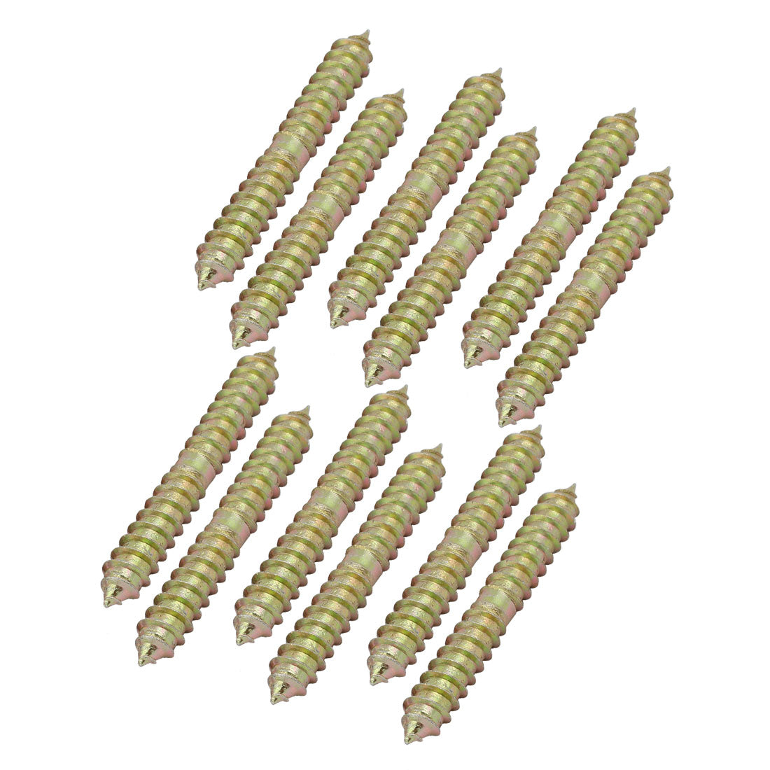 Harfington 12pcs 8mmx60mm Carbon Steel Zinc Plated Dowel Screw Bronze Tone