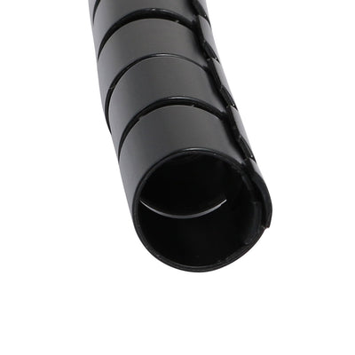 Harfington 15mm Dia Flexible Spiral Tube Cable Wire Wrap Black 3.5 Meters Long with Clip