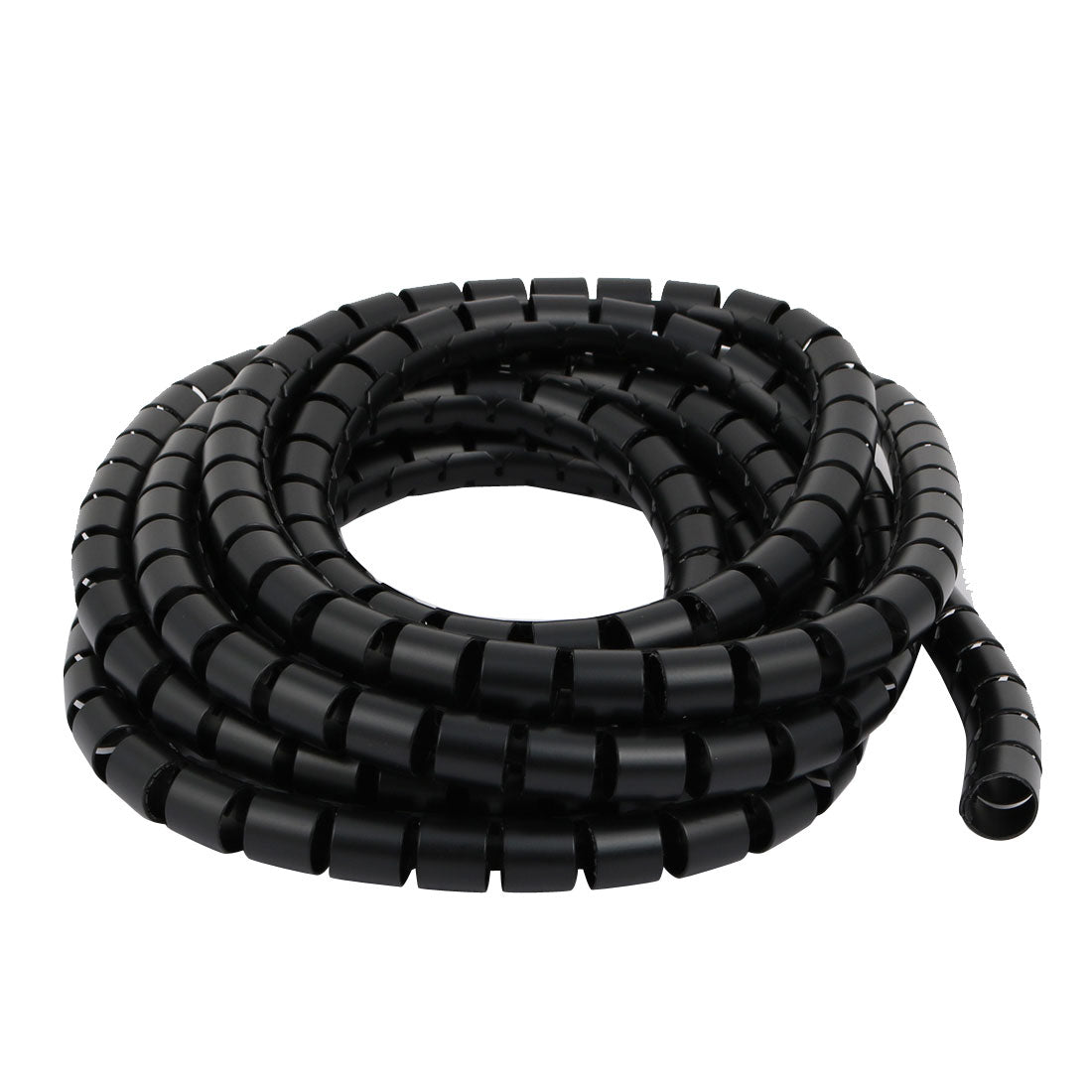 Harfington 15mm Dia Flexible Spiral Tube Cable Wire Wrap Black 3.5 Meters Long with Clip