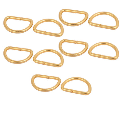 Harfington 16mm Inner Width Iron Half Round Non Welded D Ring Gold Tone 10pcs