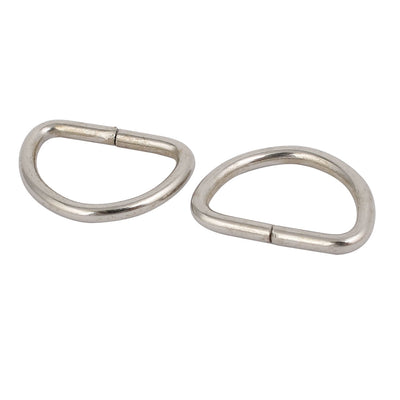 Harfington 15mm Inner Width Iron Metal Half Round Non Welded D Ring Silver Tone 10pcs