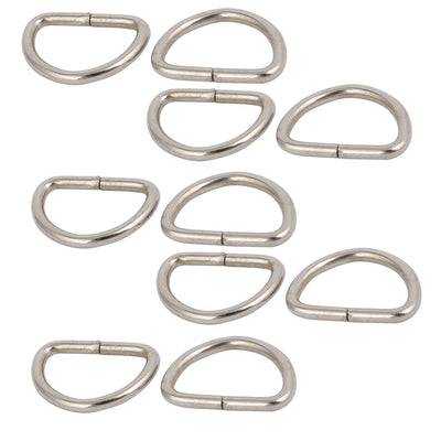 Harfington 15mm Inner Width Iron Metal Half Round Non Welded D Ring Silver Tone 10pcs