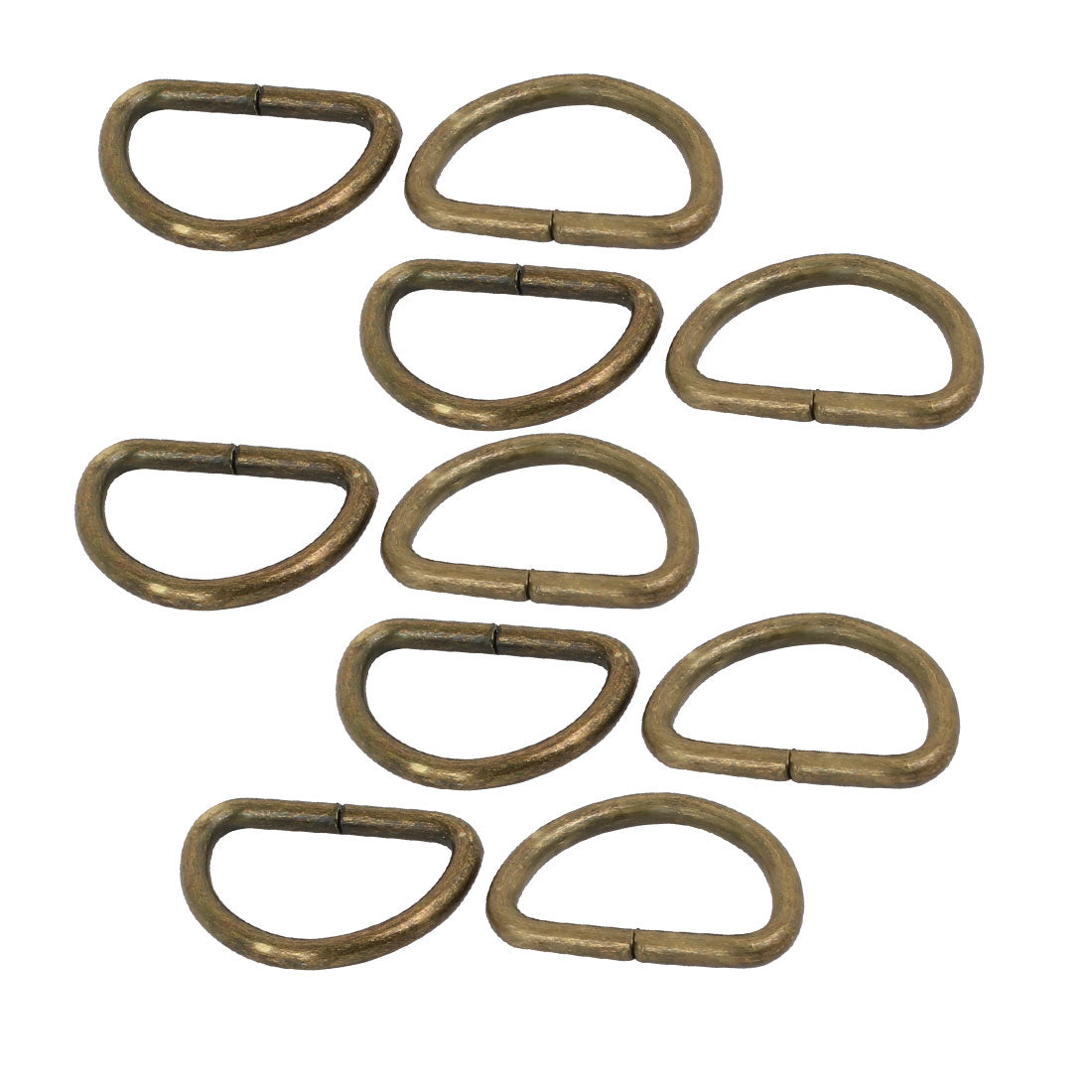 Harfington 15mm Inner Width Iron Metal Non Welded Half Round D Ring Bronze Tone 10pcs
