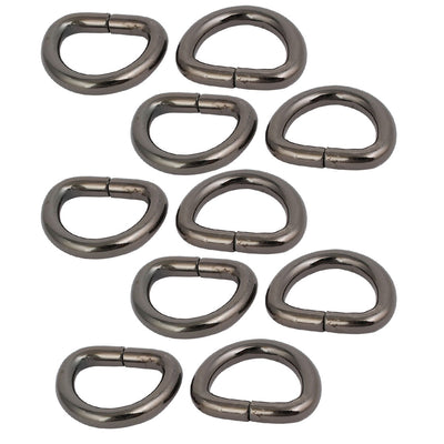 Harfington 16mm Inner Width Zinc Alloy Thickening Non Welded D Ring Black 10pcs