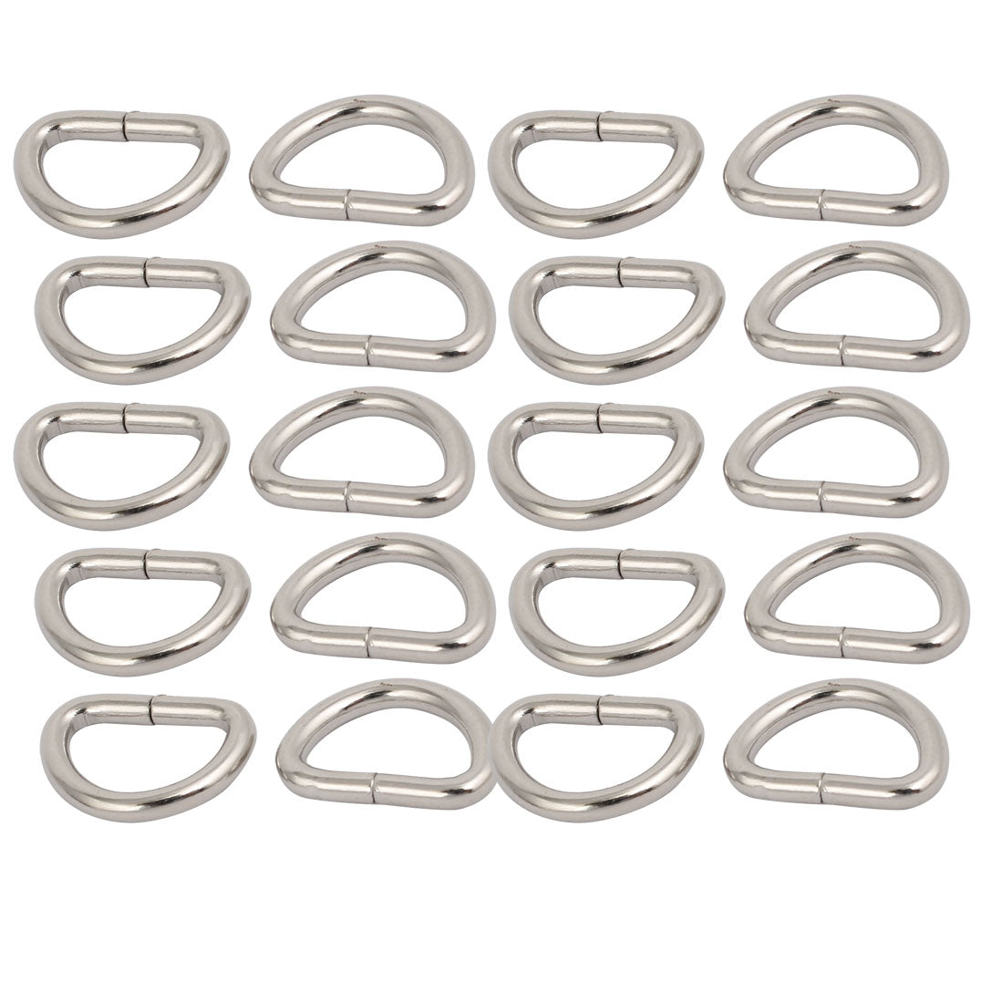Harfington 13mm Inner Width Metal Half Round Shaped Non Welded D Ring Silver Tone 20pcs