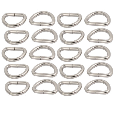 Harfington 13mm Inner Width Metal Half Round Shaped Non Welded D Ring Silver Tone 20pcs