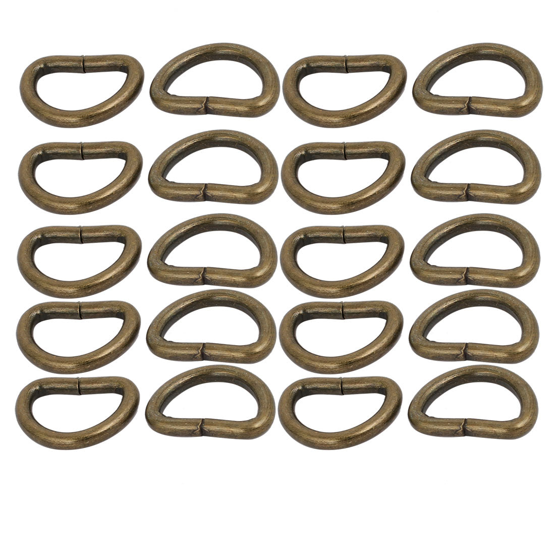 Harfington 13mm Inner Width Metal Half Round Shaped Non Welded D Ring Bronze Tone 20pcs