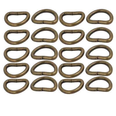 Harfington 13mm Inner Width Metal Half Round Shaped Non Welded D Ring Bronze Tone 20pcs