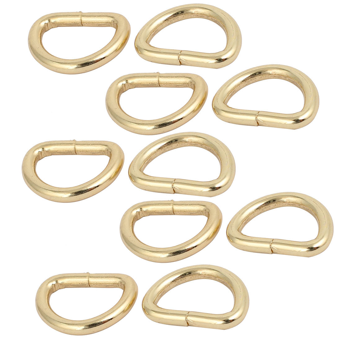 Harfington 13mm Inner Width Zinc Alloy Half Round Non Welded D Ring Light Gold Tone 10pcs