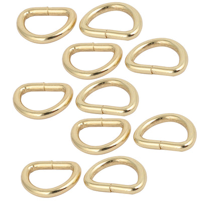 Harfington 13mm Inner Width Zinc Alloy Half Round Non Welded D Ring Light Gold Tone 10pcs