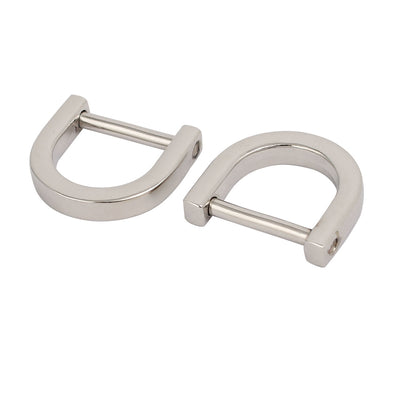 Harfington 15mm Inner Width Metal U Shaped Screw Mounted Buckle D Ring Silver Tone 2pcs