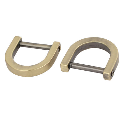Harfington 15mm Inner Width Metal Screw Mounted Non Welded D Ring Bronze Tone 2pcs