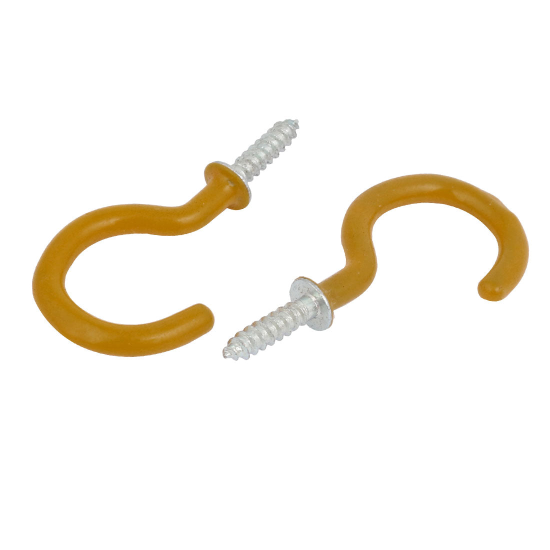 Harfington 13mm Opening Width 46mm Length Vinyl Coated Ceiling Cup Screw Hook Khaki 10pcs