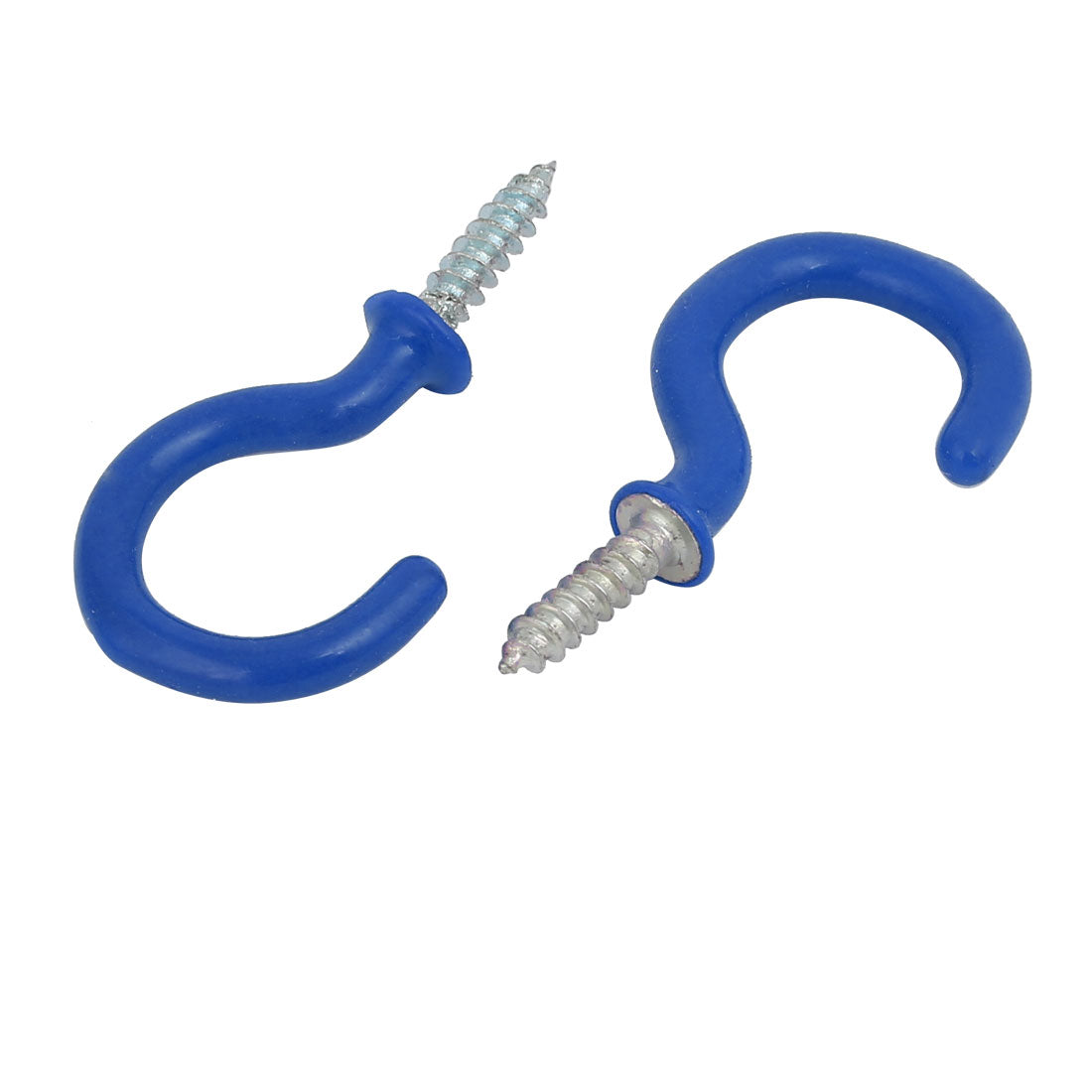 Harfington 1 Inch Plastic Coated Screw-in Open Cup Ceiling Hooks Hangers Blue 15pcs