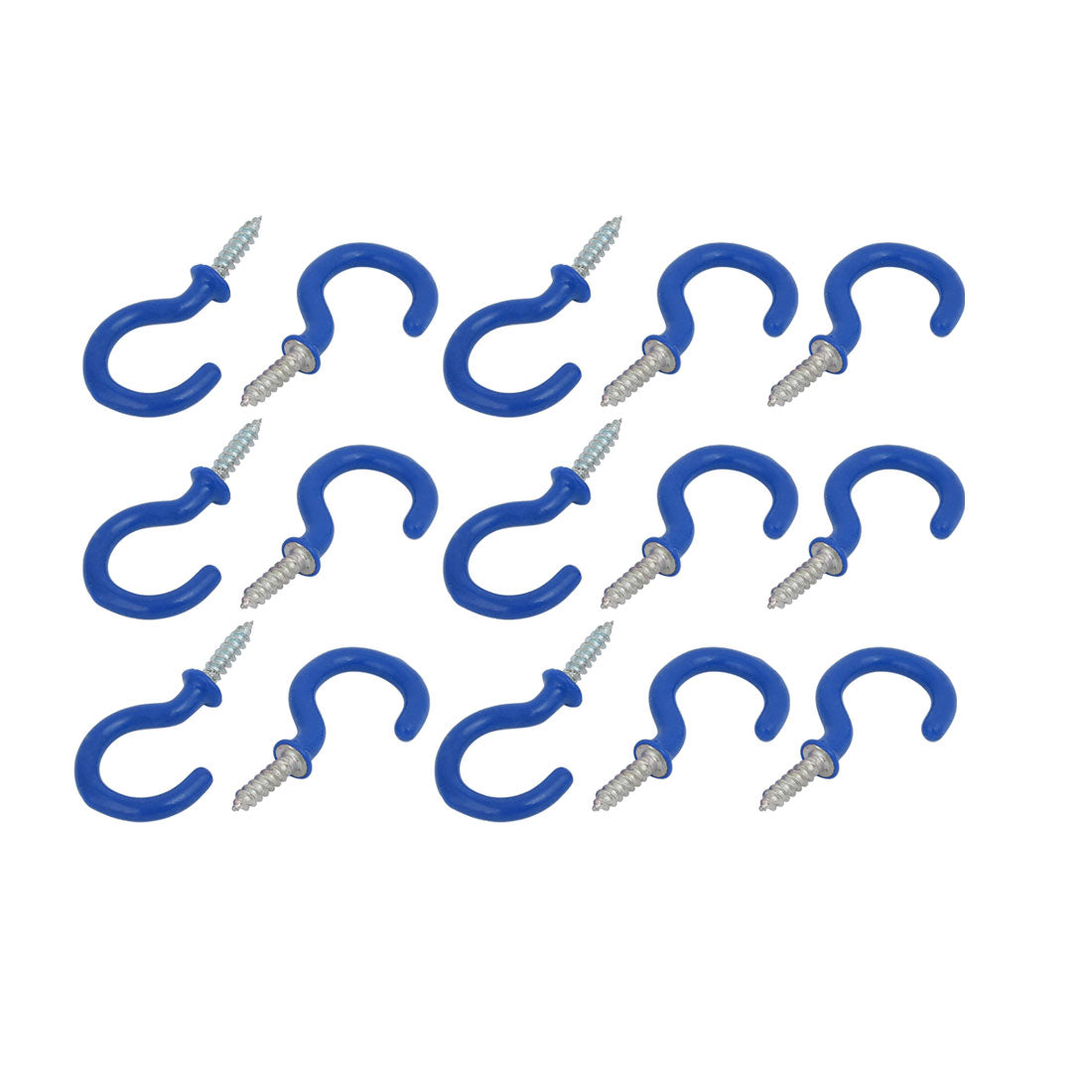 Harfington 1 Inch Plastic Coated Screw-in Open Cup Ceiling Hooks Hangers Blue 15pcs