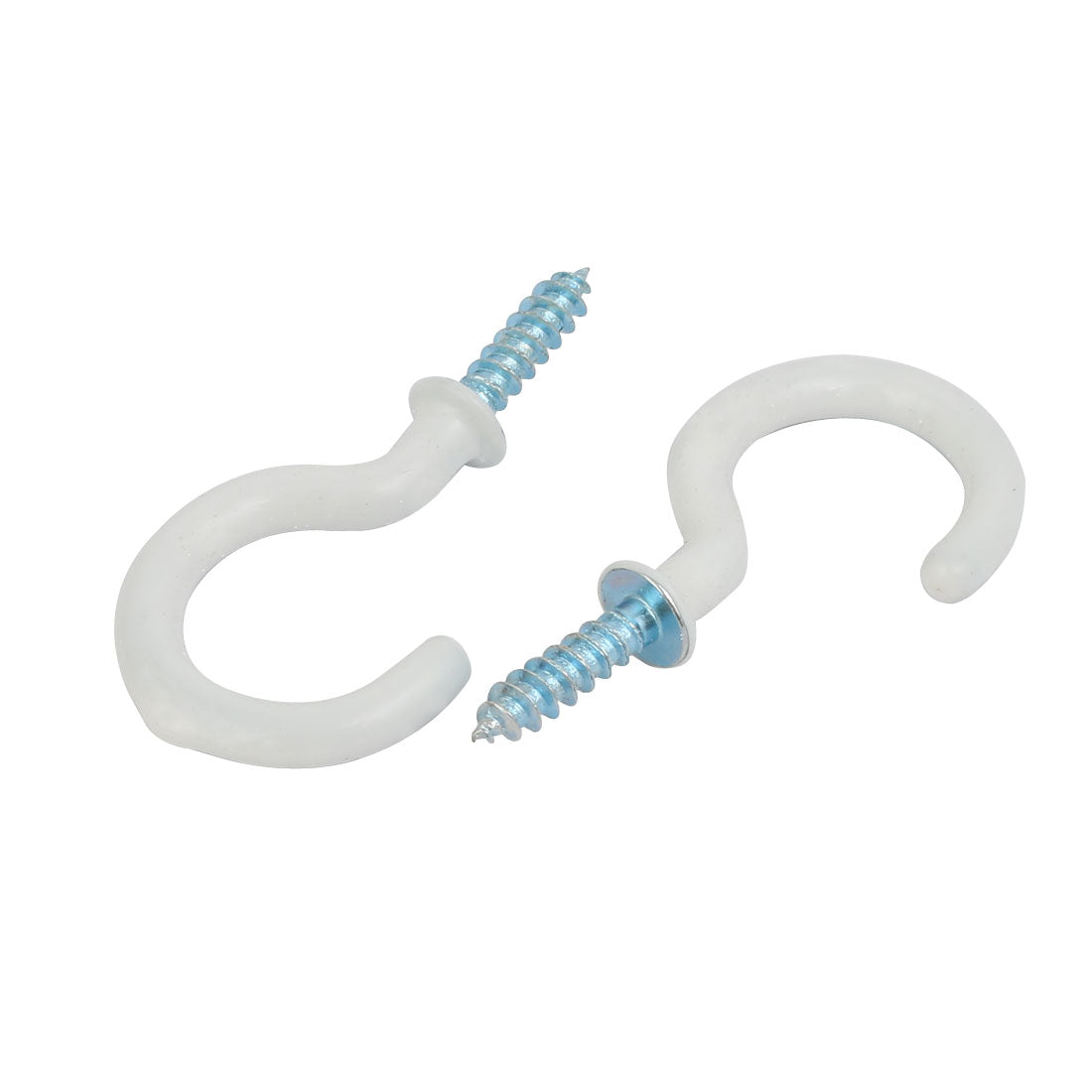 Harfington 1 Inch Plastic Coated Screw-in Open Cup Ceiling Hooks Hangers White 25pcs