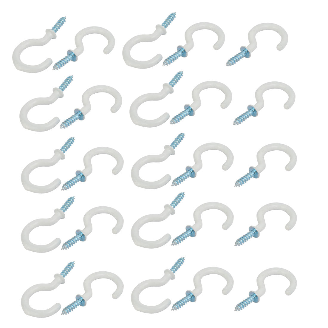 Harfington 1 Inch Plastic Coated Screw-in Open Cup Ceiling Hooks Hangers White 25pcs