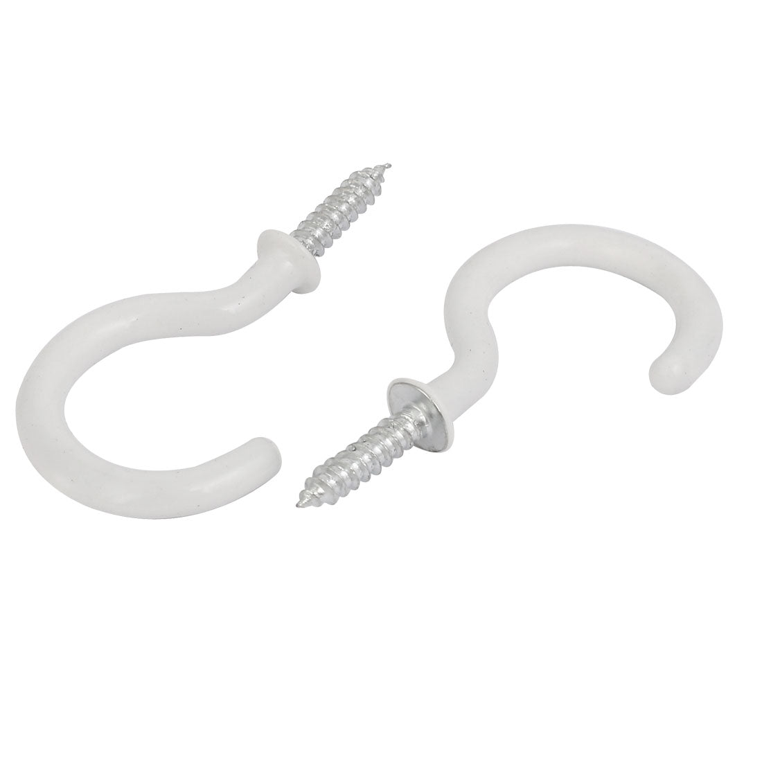 Harfington 13mm Opening Width 46mm Length Vinyl Coated Ceiling Cup Screw Hook White 15pcs