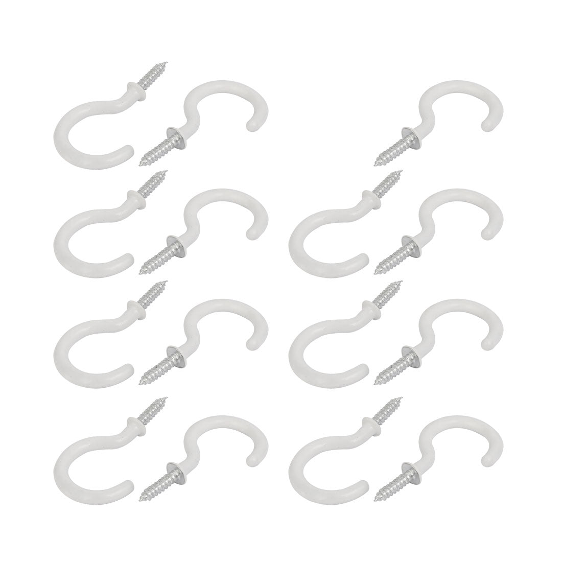 Harfington 13mm Opening Width 46mm Length Vinyl Coated Ceiling Cup Screw Hook White 15pcs