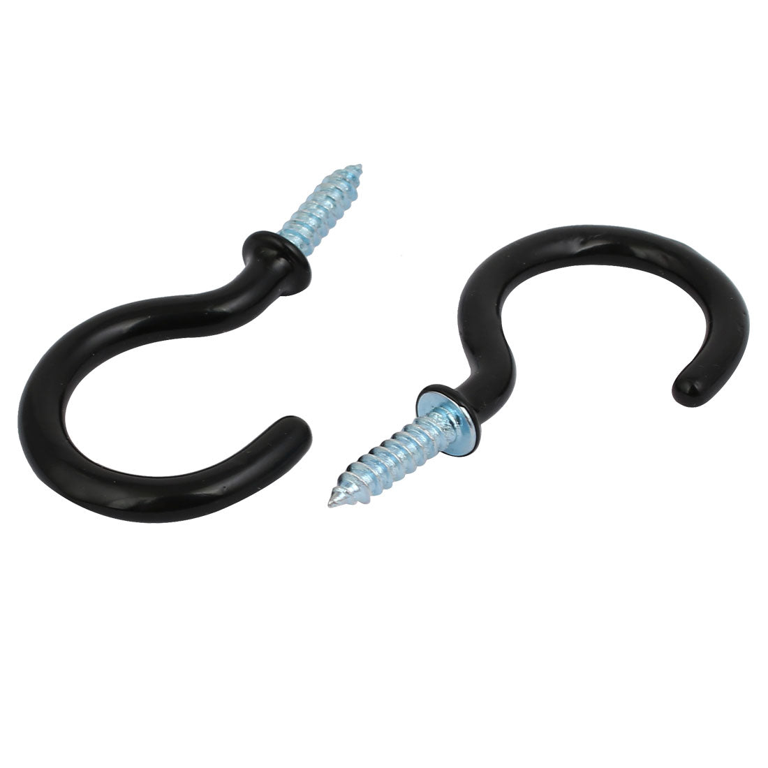 Harfington 13mm Opening Width 46mm Length Vinyl Coated Ceiling Cup Screw Hook Black 10pcs