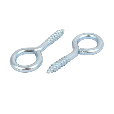 Harfington 17mm Inner Dia 64mm Length Zinc Plated Self-Tapping Eye Screw Hook 50pcs