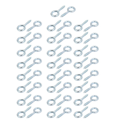 Harfington 17mm Inner Dia 64mm Length Zinc Plated Self-Tapping Eye Screw Hook 50pcs