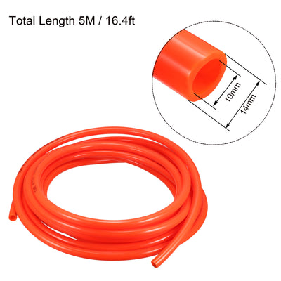 Harfington 14mm X 10mm Pneumatic Air PU Hose Pipe Tube 5 Meter 16.4ft Red