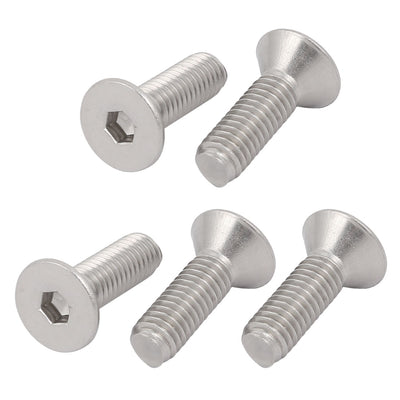 Harfington 3/8-16 x 1-1/4" 304 Stainless Steel Flat Head Hex Socket Cap Screw Fastener 5pcs