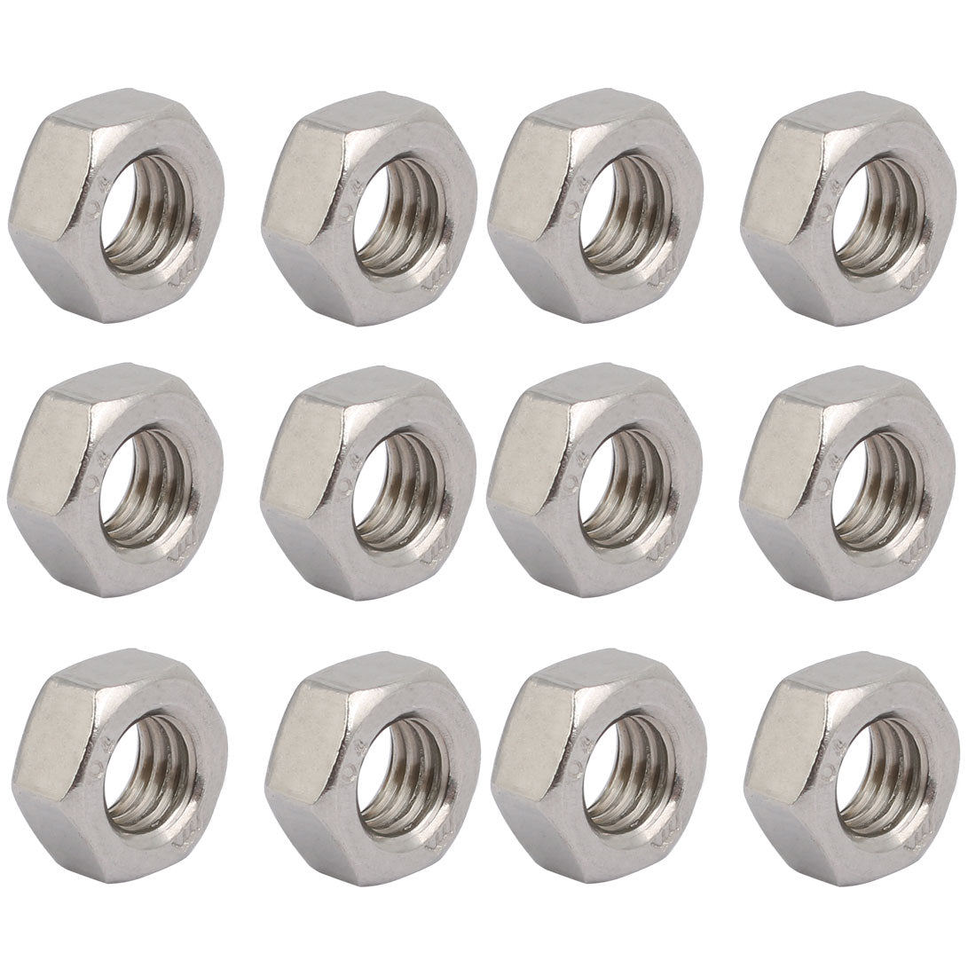 Harfington 12pcs M8 x 1.25mm Pitch Metric Thread 201 Stainless Steel Left Hand Hex Nuts