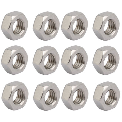 Harfington 12pcs M8 x 1.25mm Pitch Metric Thread 201 Stainless Steel Left Hand Hex Nuts