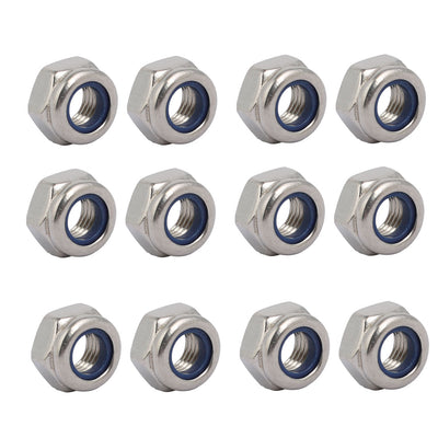 Harfington 12pcs M8 x 1mm Pitch Metric Fine Thread 304 Stainless Steel Hex Lock Nuts