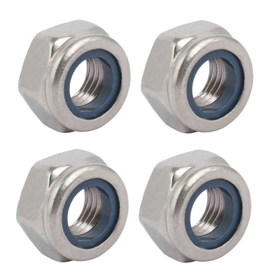 Harfington 4pcs M10 x 1.25mm Pitch Metric Fine Thread 304 Stainless Steel Hex Lock Nuts