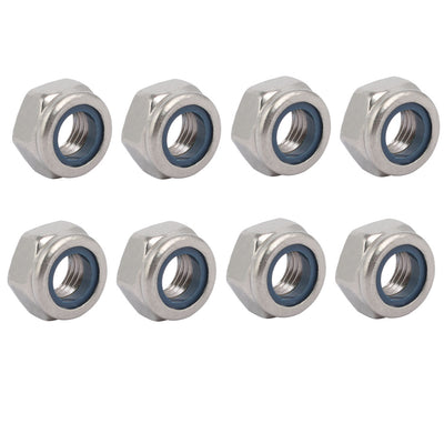 Harfington 8pcs M10 x 1.5mm Pitch Metric Fine Thread 304 Stainless Steel Hex Lock Nuts