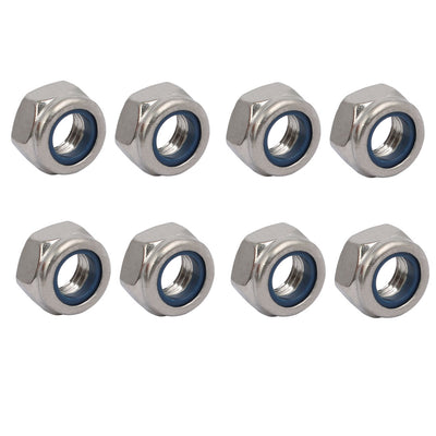 Harfington 8pcs M8 x 1.25mm Pitch Metric Thread 304 Stainless Steel Left Hand Lock Nuts