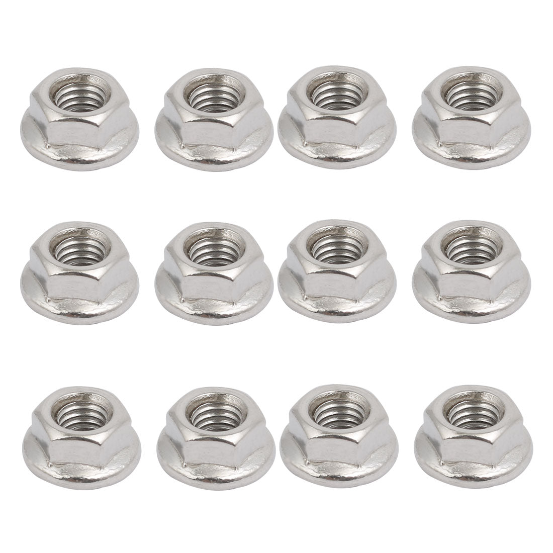Harfington 12pcs M6x1mm Pitch Metric Thread 304 Stainless Steel Left Hand Hex Flange Nut