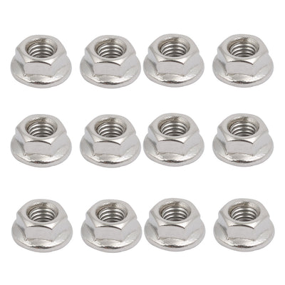 Harfington 12pcs M6x1mm Pitch Metric Thread 304 Stainless Steel Left Hand Hex Flange Nut